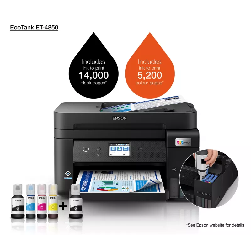 Epson EcoTank ET-4850 spausdintuvas rašalinis A4 4800 x 1200 DPI 33 ppm Wi-Fi