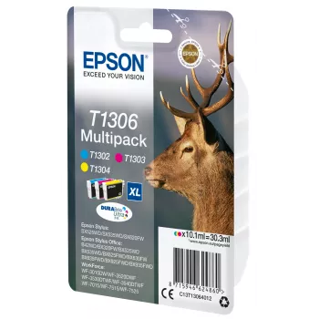 Epson Stag Multipack 3 spalvos T1306 DURABrite Ultra rašalas, didelės talpos (XL), ciangentinė, raudona, geltona, pigmentinis rašalas, 10,1 ml, 1 vnt., kelių pakuotė