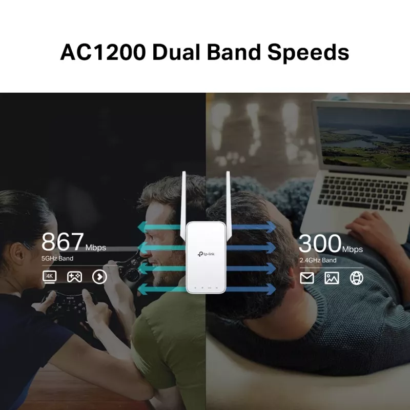 Tinklo stiprintuvas TP-Link AC1200 Mesh Wi-Fi diapazono plėtiklis RE315