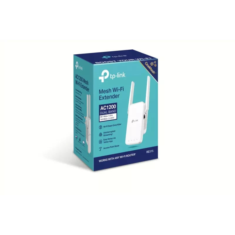 Tinklo stiprintuvas TP-Link AC1200 Mesh Wi-Fi diapazono plėtiklis RE315