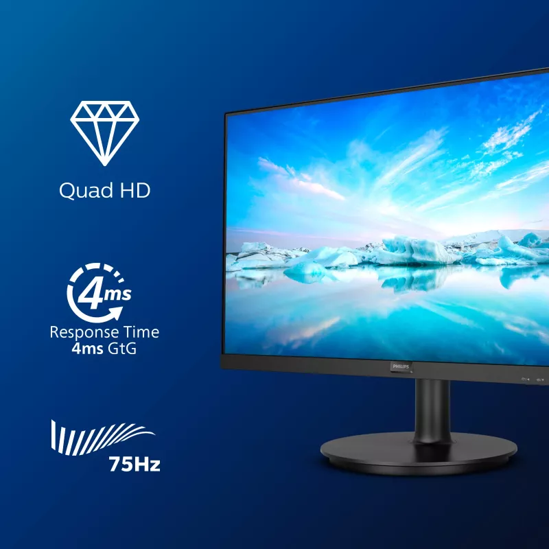 Philips V Line 275V8LA/00 monitor 68,6 cm (27 colių) 2560 x 1440 pikseliai Quad HD LED juodas