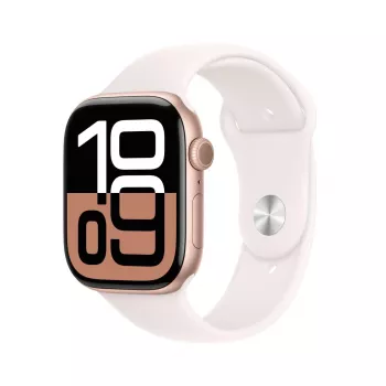 APPLE Watch Series 10 GPS 46 mm rožinio aukso aliuminio korpusas su šviesiai rožiniu sportiniu dirželiu – M/L