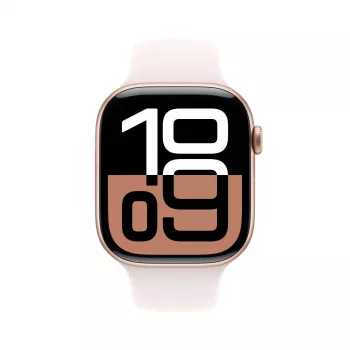 APPLE Watch Series 10 GPS 46 mm rožinio aukso aliuminio korpusas su šviesiai rožiniu sportiniu dirželiu – M/L