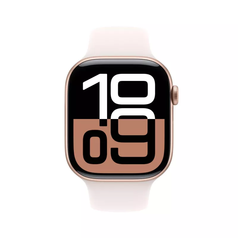 APPLE Watch Series 10 GPS 46 mm rožinio aukso aliuminio korpusas su šviesiai rožiniu sportiniu dirželiu – M/L