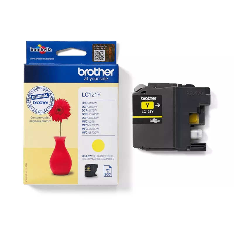 Brother LC-121Y geltona rašalo kasetė, 1 vnt., originali