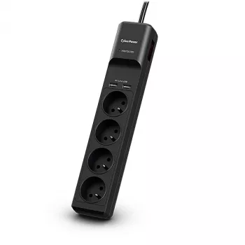 CyberPower Tracer III P0420SUD0-FR apsauginis filtras nuo įtampos šuolių, juodas, 4 kištukiniai lizdai, 200-250 V, 1,8 m
