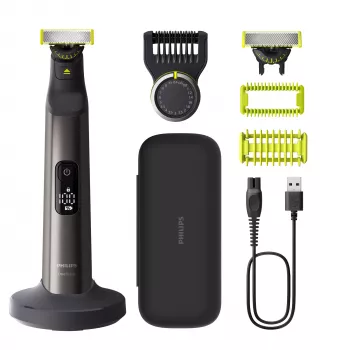 Philips OneBlade Pro 360 QP6652/61 Veidui ir Kūnui, Įmontuotas ekranas, Skalbianas, Akumuliatorius, Chromuotas