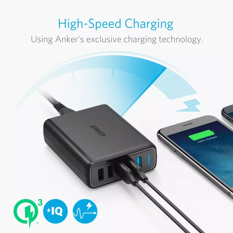 ANKER PowerPort Speed 5 2x Quick Charge 3.0 Juoda EU kištukas