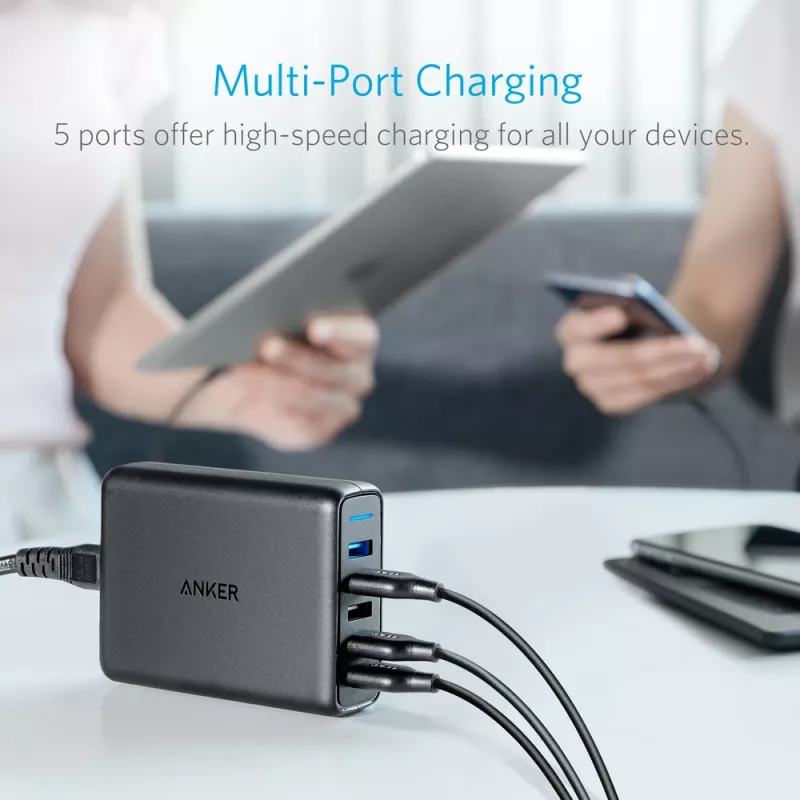 ANKER PowerPort Speed 5 2x Quick Charge 3.0 Juoda EU kištukas