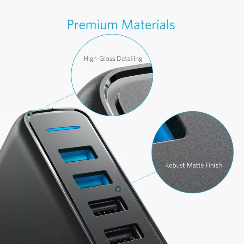 ANKER PowerPort Speed 5 2x Quick Charge 3.0 Juoda EU kištukas