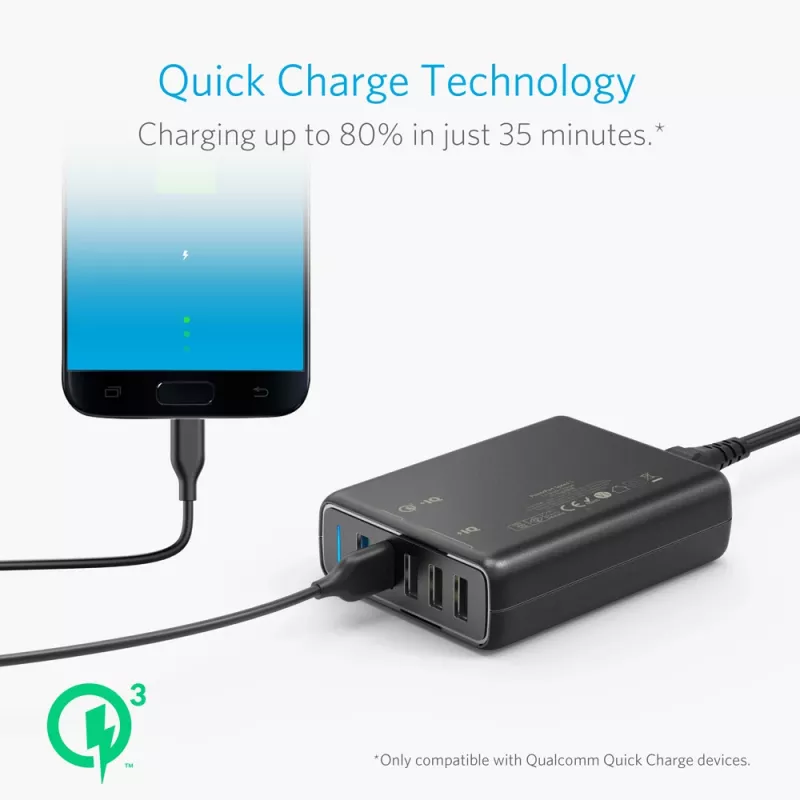 ANKER PowerPort Speed 5 2x Quick Charge 3.0 Juoda EU kištukas