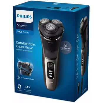 Elektrinis skustuvas Philips 3000 Series S3242/12 – 3 galvutės, rotacinis, šlapiam ir sausam skutimui, 60 min., ličio jonų