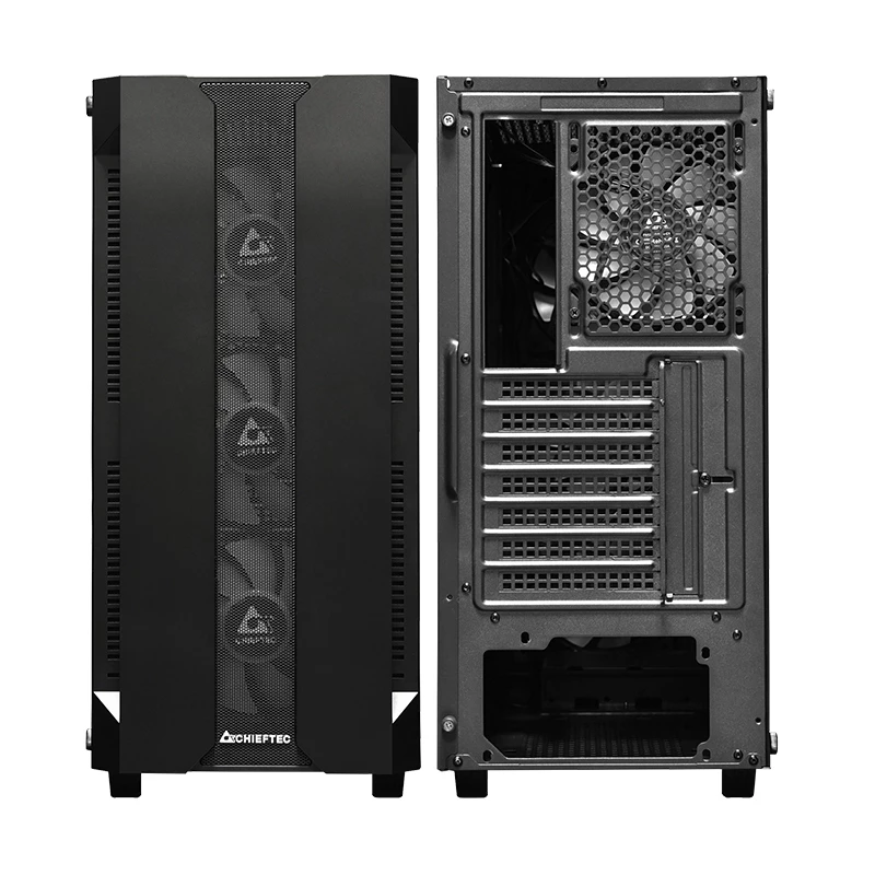 Korpusas CHIEFTEC GS-01B-OP Tower Juodas – grūdintas stiklas, RGB ventiliatoriai, ATX/Micro-ATX, GPU iki 320 mm