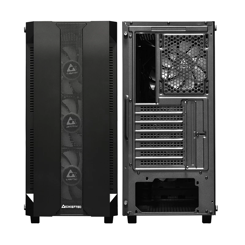 Korpusas CHIEFTEC GS-01B-OP Tower Juodas – grūdintas stiklas, RGB ventiliatoriai, ATX/Micro-ATX, GPU iki 320 mm