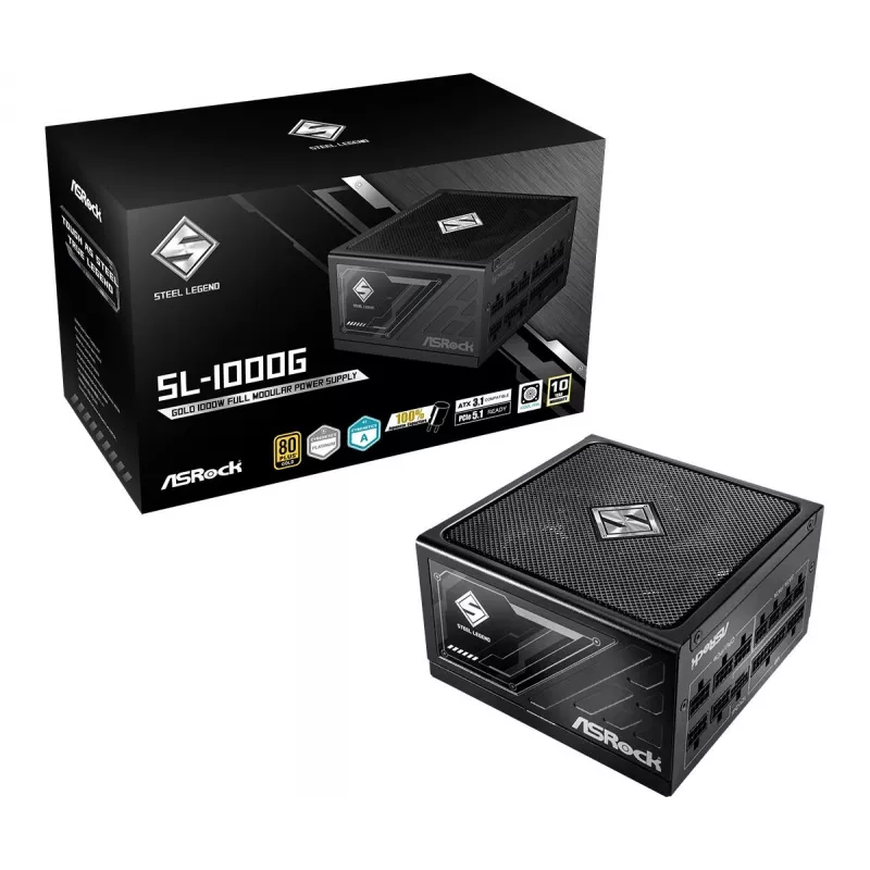 Maitinimo blokas ASROCK SL-1000G Steel Legend 1000 W 20+4 pin ATX 80 PLUS Gold Juoda