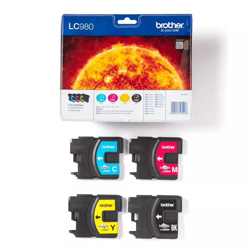 Brother LC980VALBP kasečių rinkinys 4 vnt. Originalus juoda, žydra, raudona, geltona