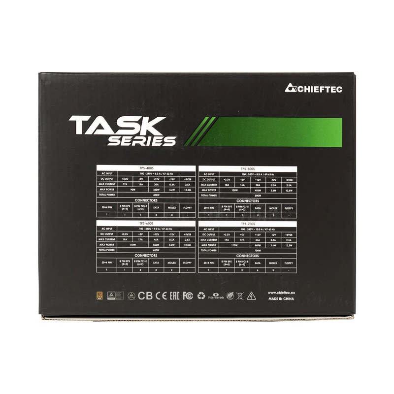 Chieftec Task TPS-700S maitinimo blokas 700 W 20+4 pin ATX ATX juodas