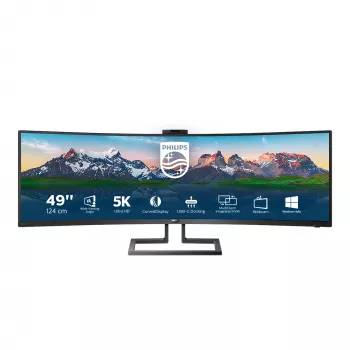 Philips P Line 32:9 SuperWide lenktas LCD monitorius 499P9H/00, 124 cm (48.8 colio), 5120 x 1440 pikselių, UltraWide Dual Quad HD, LCD, 5 ms, juodas