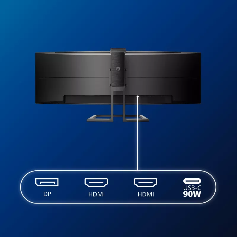 Philips P Line 32:9 SuperWide lenktas LCD monitorius 499P9H/00, 124 cm (48.8 colio), 5120 x 1440 pikselių, UltraWide Dual Quad HD, LCD, 5 ms, juodas