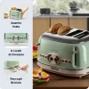 Ariete 156 4 anglių vintage skrudintuvas, 1600 W, 6 skrudinimo lygiai, nerūdijantis plienas dažytas pasteline žalia, be sumuštinių grotelių. Žalia