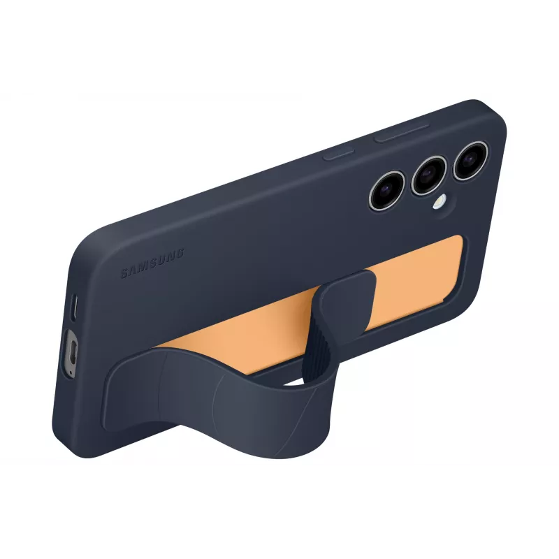 Dangtelis Samsung Galaxy S24 FE su stovu ir rankena, tamsiai mėlynas