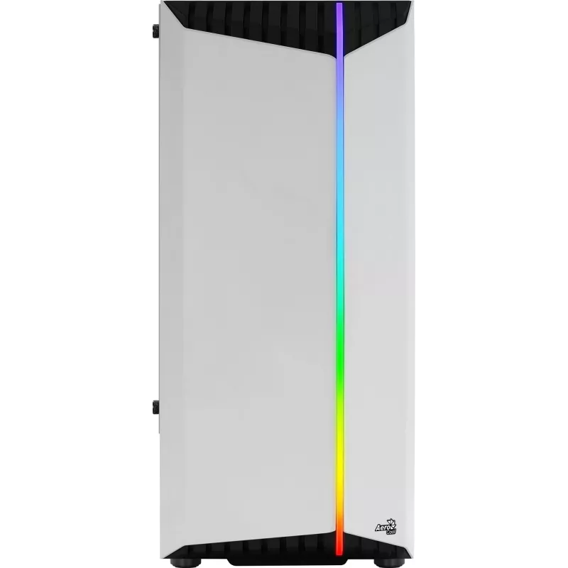PC korpusas AEROCOOL Bionic Midi Tower White — ATX, grūdintas stiklas, 2x3.5 colio vietos, 6x2.5 colio, 297 mm GPU, mėlyna LED
