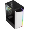 PC korpusas AEROCOOL Bionic Midi Tower White — ATX, grūdintas stiklas, 2x3.5 colio vietos, 6x2.5 colio, 297 mm GPU, mėlyna LED