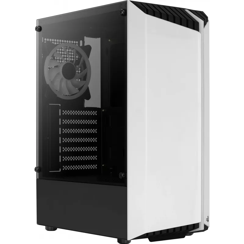 PC korpusas AEROCOOL Bionic Midi Tower White — ATX, grūdintas stiklas, 2x3.5 colio vietos, 6x2.5 colio, 297 mm GPU, mėlyna LED