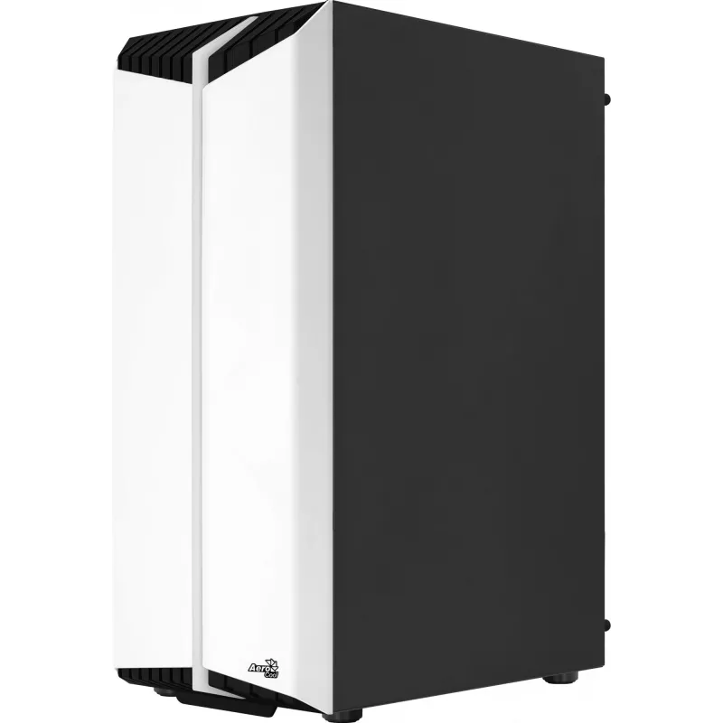 PC korpusas AEROCOOL Bionic Midi Tower White — ATX, grūdintas stiklas, 2x3.5 colio vietos, 6x2.5 colio, 297 mm GPU, mėlyna LED