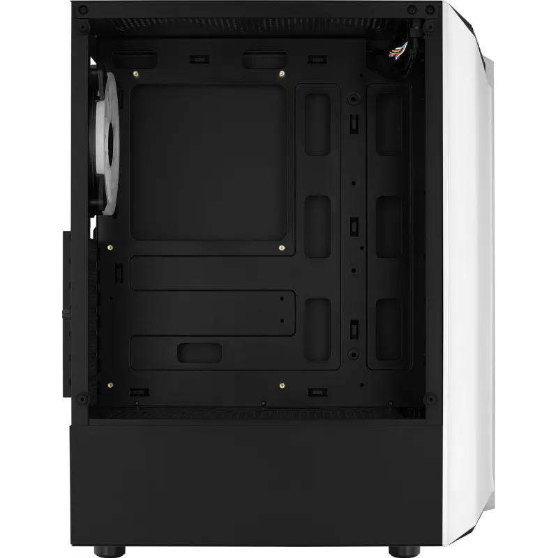 PC korpusas AEROCOOL Bionic Midi Tower White — ATX, grūdintas stiklas, 2x3.5 colio vietos, 6x2.5 colio, 297 mm GPU, mėlyna LED