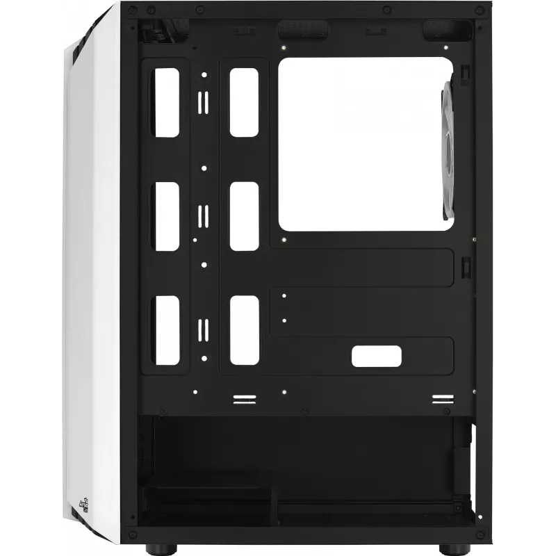 PC korpusas AEROCOOL Bionic Midi Tower White — ATX, grūdintas stiklas, 2x3.5 colio vietos, 6x2.5 colio, 297 mm GPU, mėlyna LED