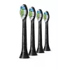 Philips Sonicare HX6064/88 Optimal White dantų šepetėlio antgaliai – 4 vnt., juodi, vidutinio kietumo šereliai, 62 000 judesių/min