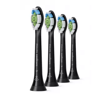 Philips Sonicare HX6064/88 Optimal White dantų šepetėlio antgaliai – 4 vnt., juodi, vidutinio kietumo šereliai, 62 000 judesių/min
