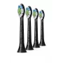 Philips Sonicare HX6064/88 Optimal White dantų šepetėlio antgaliai – 4 vnt., juodi, vidutinio kietumo šereliai, 62 000 judesių/min