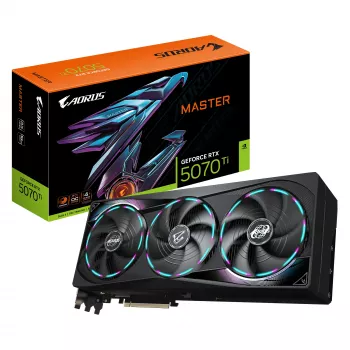 GIGABYTE AORUS GeForce RTX 5070 Ti MASTER 16G vaizdo plokštė - 16 GB GDDR7, 256 bit, PCI-E 5.0, 2670 MHz, 3x DP 2.1a, 1x HDMI 2.1b, NVIDIA DLSS 4, GV-N507TAORUS M-16GD