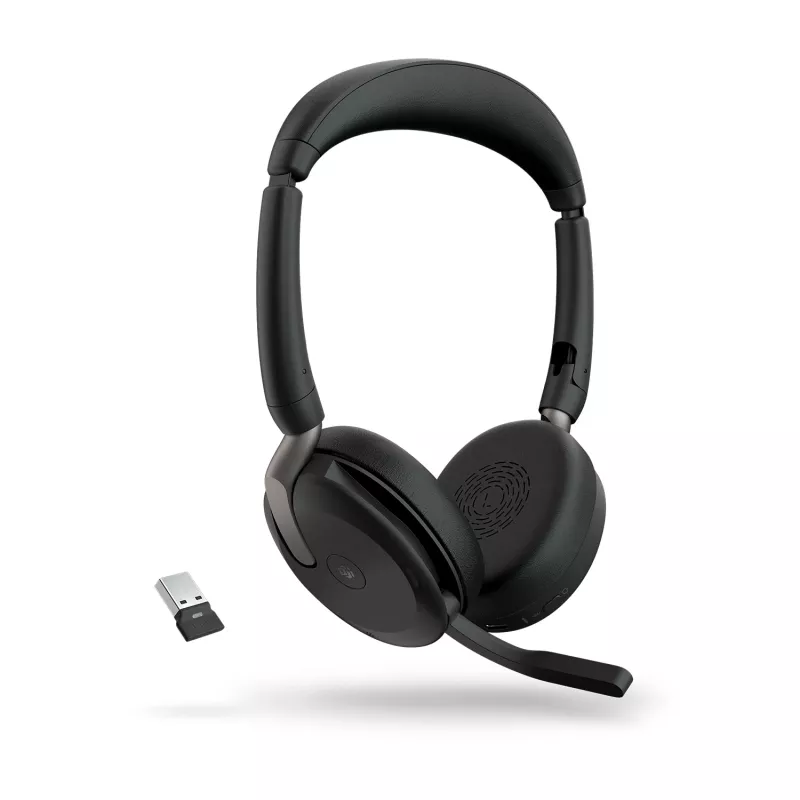 Jabra Evolve2 65 Flex - Link380a MS Stereo, belaidis ir laidinis, 20 - 20000 Hz, biurui / skambučių centrui, 136 g, ausinės, juodos