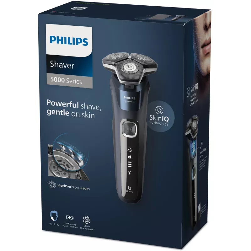 Philips SHAVER Series 5000 S5885/10 vyriškas skustuvas Rotacinis skustuvas Trimeris Juoda, Mėlyna