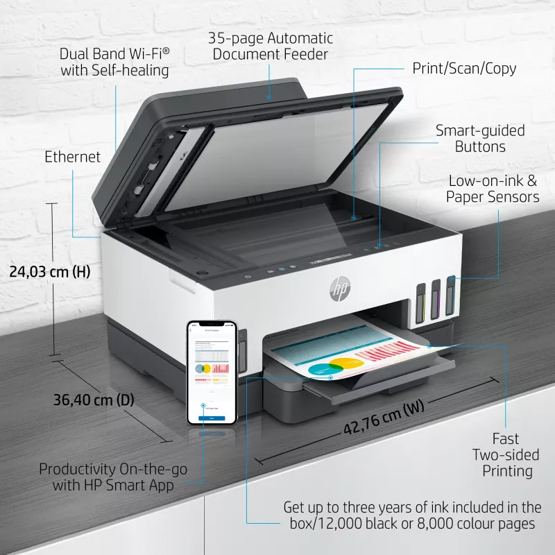 HP Smart Tank 7305 Belaidis Daugiafunkcis Spausdintuvas, Spalvotas, Dvipusis Spausdinimas; Kopijavimas, Skenavimas