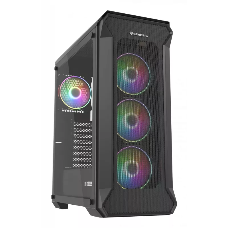GENESIS Irid 505 ARGB Midi bokštas juodas, permatomas