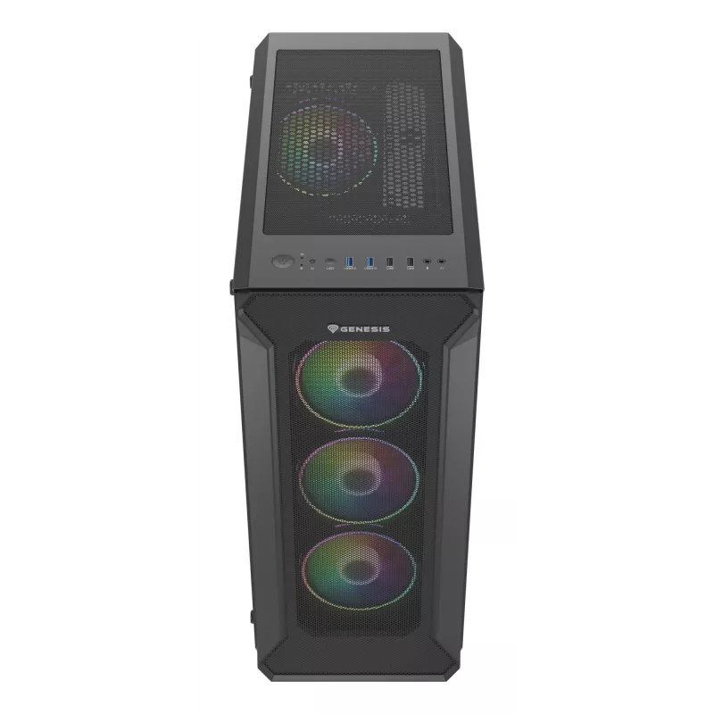 GENESIS Irid 505 ARGB Midi bokštas juodas, permatomas