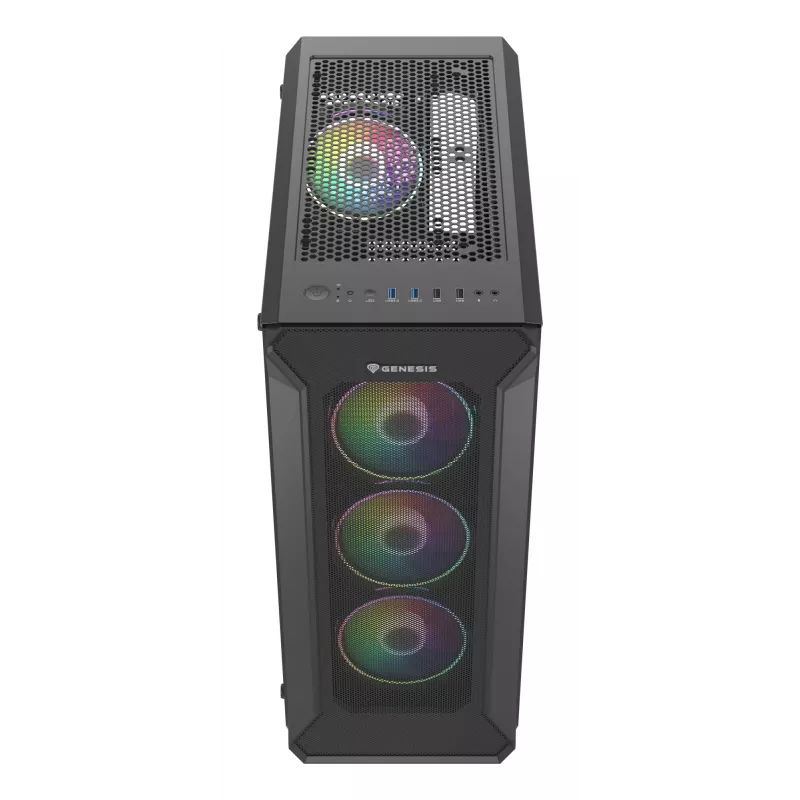 GENESIS Irid 505 ARGB Midi bokštas juodas, permatomas