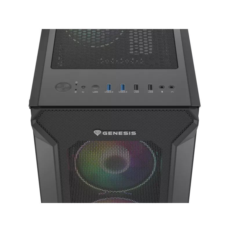 GENESIS Irid 505 ARGB Midi bokštas juodas, permatomas