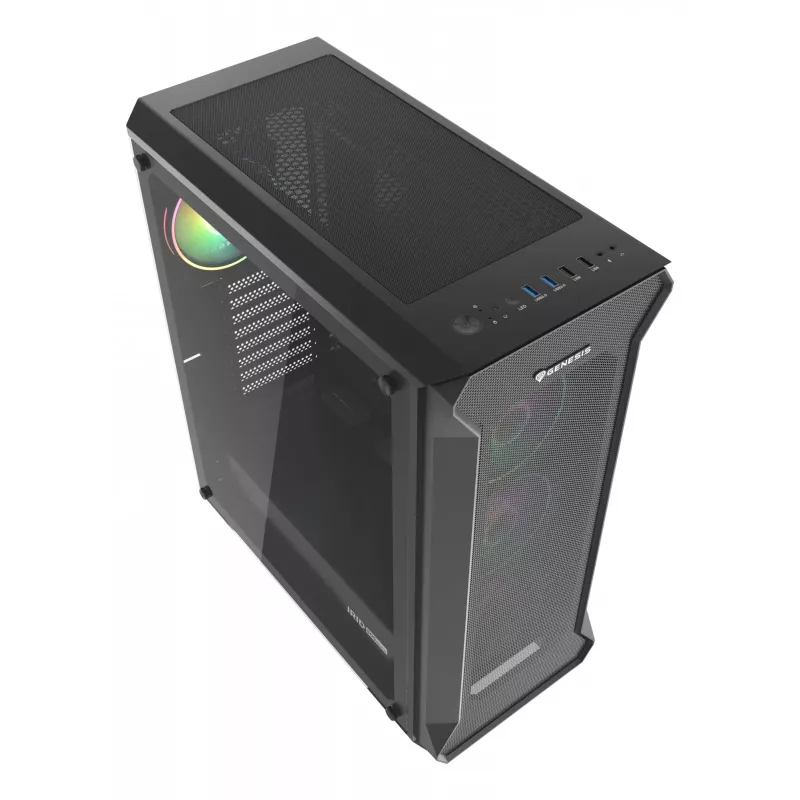 GENESIS Irid 505 ARGB Midi bokštas juodas, permatomas