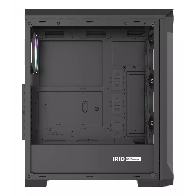 GENESIS Irid 505 ARGB Midi bokštas juodas, permatomas