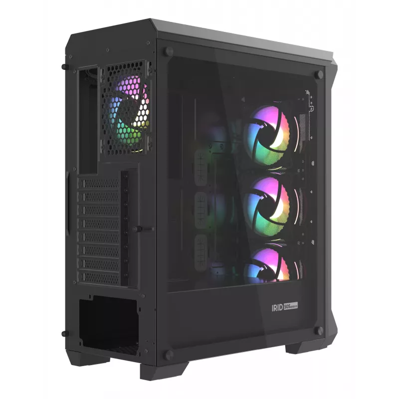 GENESIS Irid 505 ARGB Midi bokštas juodas, permatomas