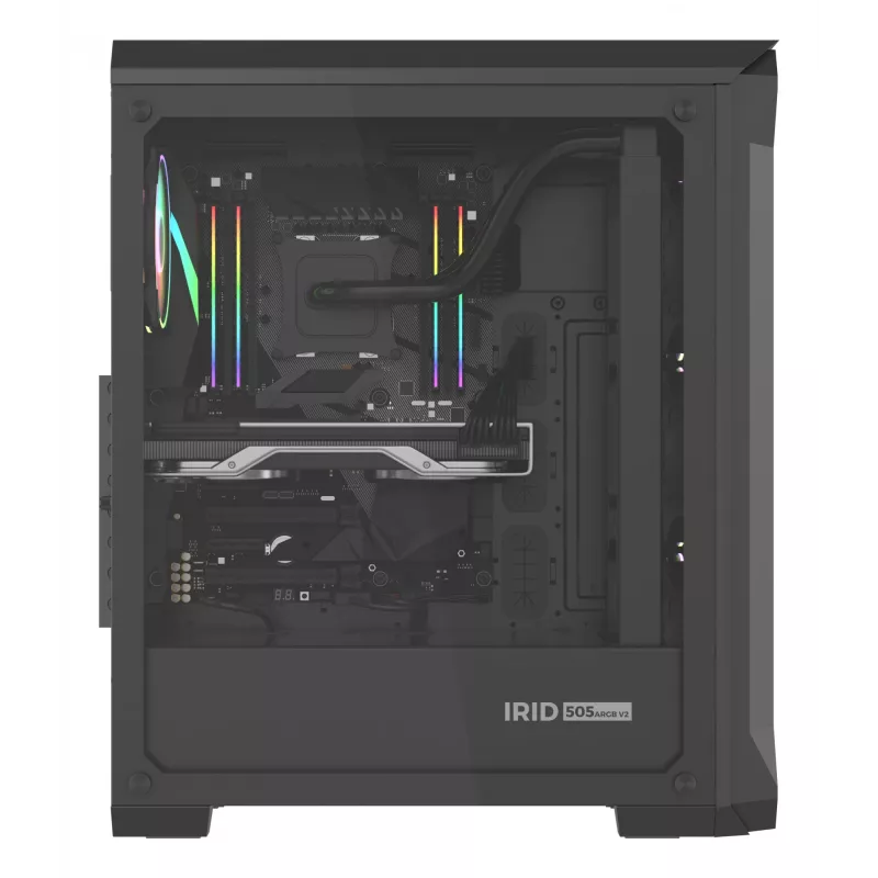 GENESIS Irid 505 ARGB Midi bokštas juodas, permatomas
