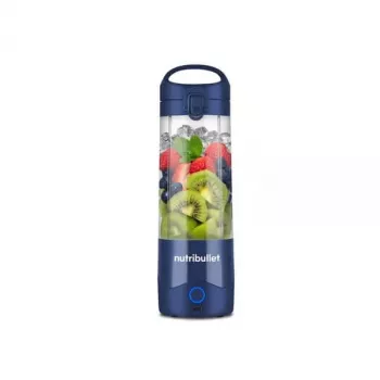 Sportinis blenderis NUTRIBULLET Portable 0,475 L, maitinamas baterija, nerūdijančio plieno peiliai, Tritan dubuo, tamsiai mėlynas