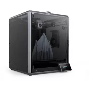 3D spausdintuvas Creality K1 Max — konstrukcijos tūris 300×300×300 mm, sluoksnio storis 0.10–0.35 mm, lietimui jautrus valdymas, juodas