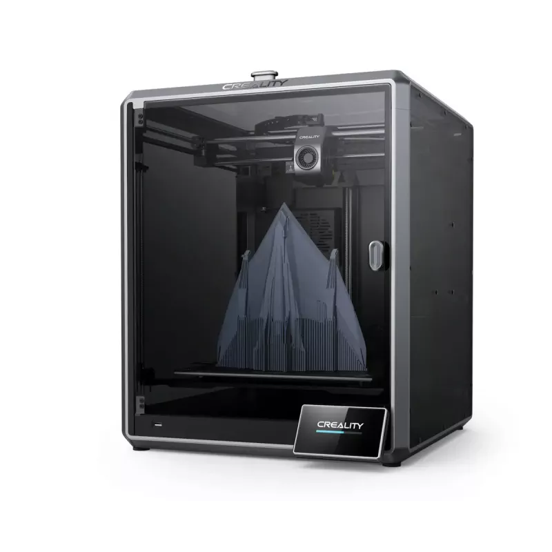 3D spausdintuvas Creality K1 Max — konstrukcijos tūris 300×300×300 mm, sluoksnio storis 0.10–0.35 mm, lietimui jautrus valdymas, juodas