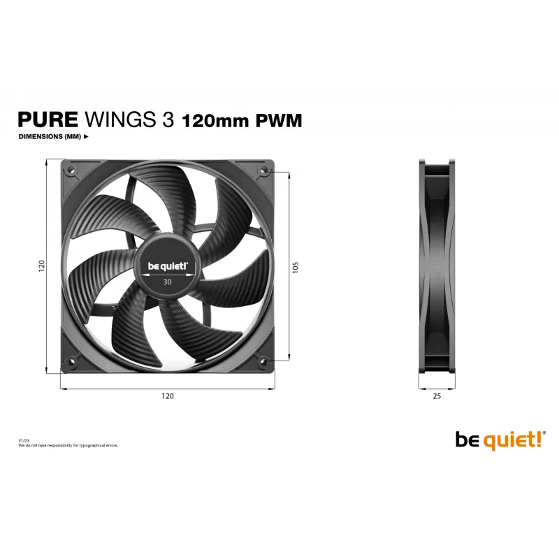be quiet Pure Wings 3 120mm PWM ventiliatorius korpusui 12 cm juodas 1 vnt